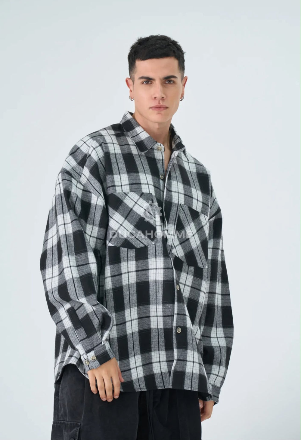 Camicia Quadri Oversize | Duca Homme (nero)
