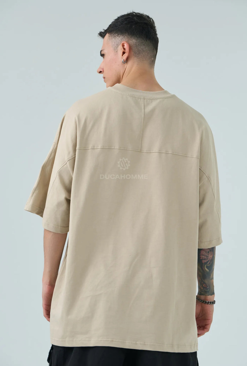 T Shirt Oversize Long Fit Uomo Duca Homme Beige