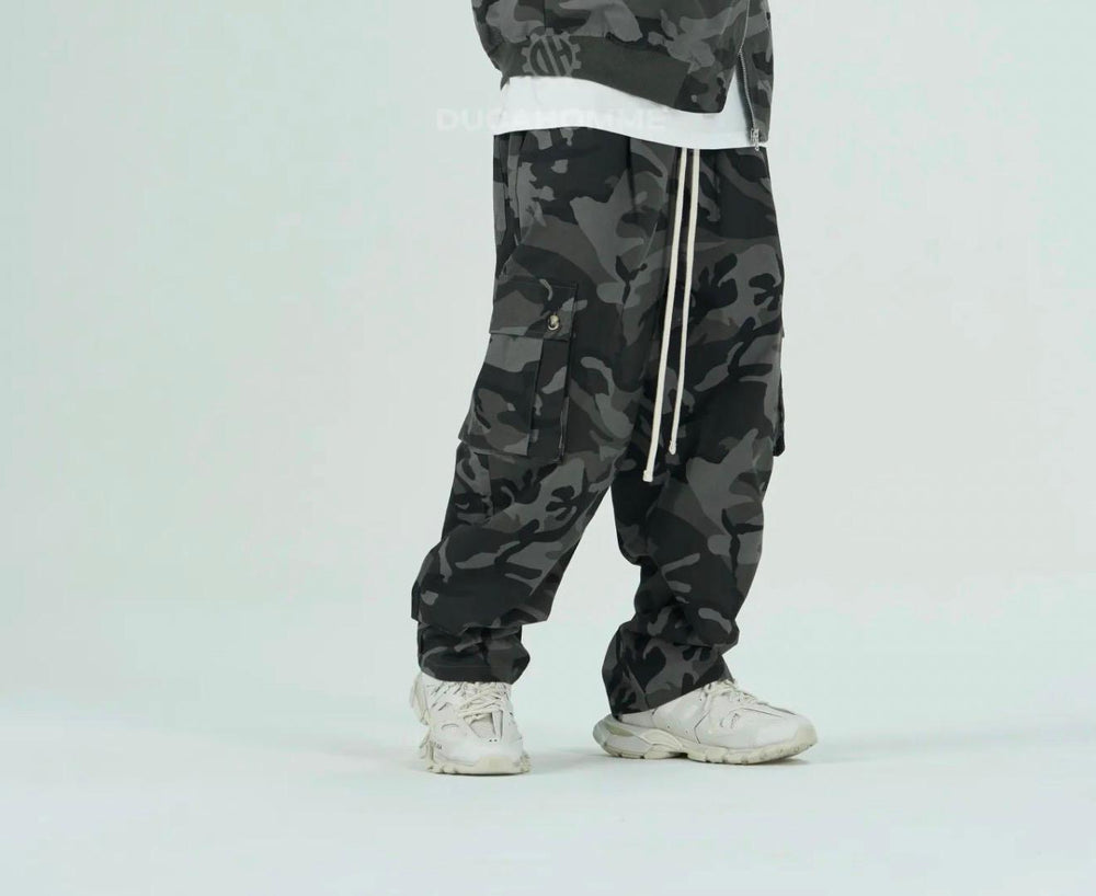 Pantalone Cargo Camo-Duca Homme (nero)