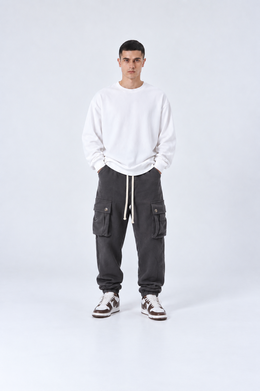 Tuta Baggy Cargo Garzato Fondo Stretto | Duca Homme (grigio piombo)