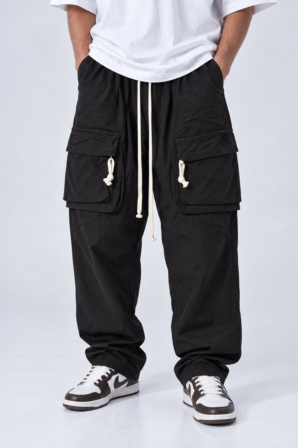 Pantalone Baggy Cargo Frontali | Duca Homme (nero)