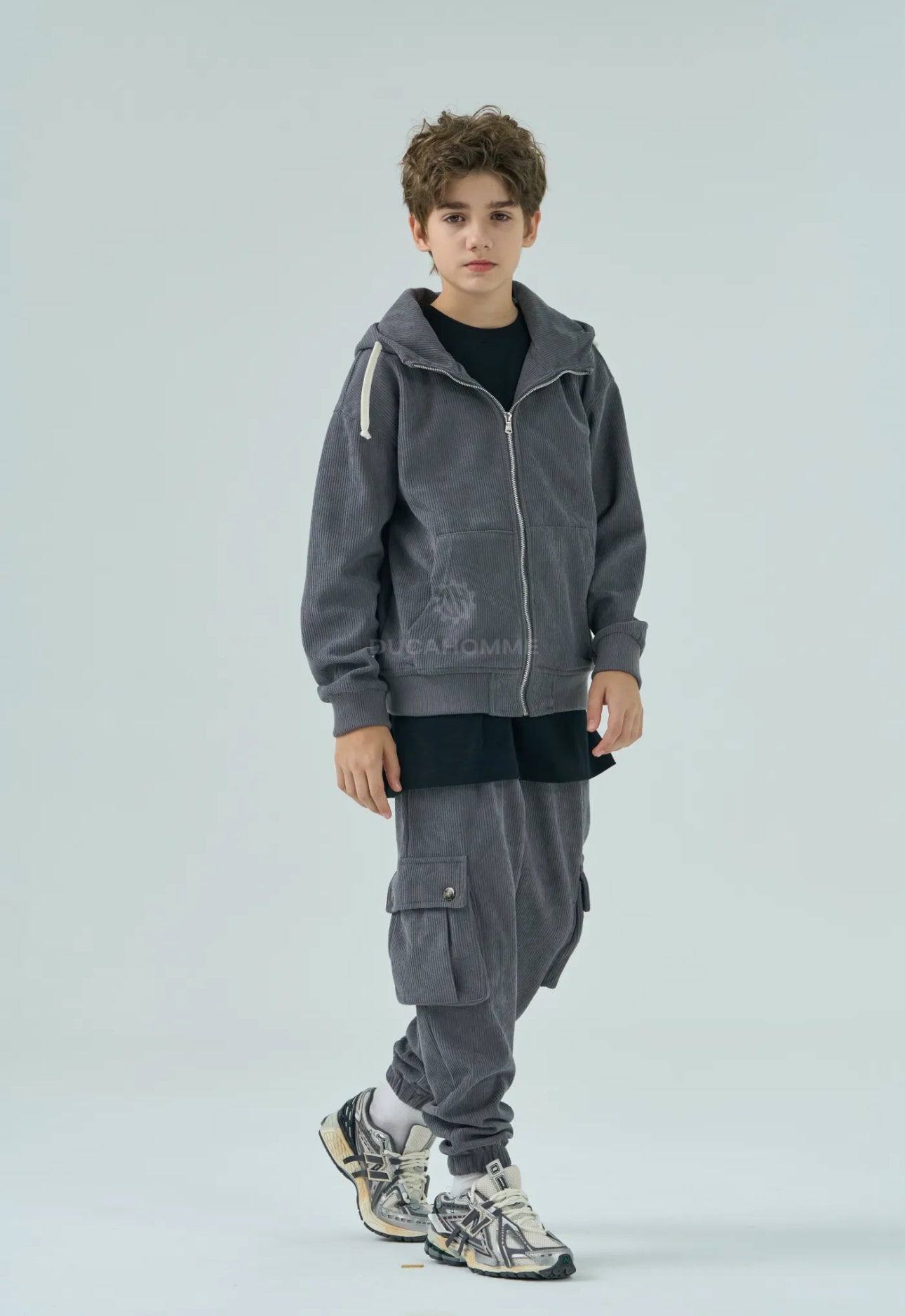 Felpa Costine Grigia Bambino Duca Homme | Girocollo Streetwear Kids