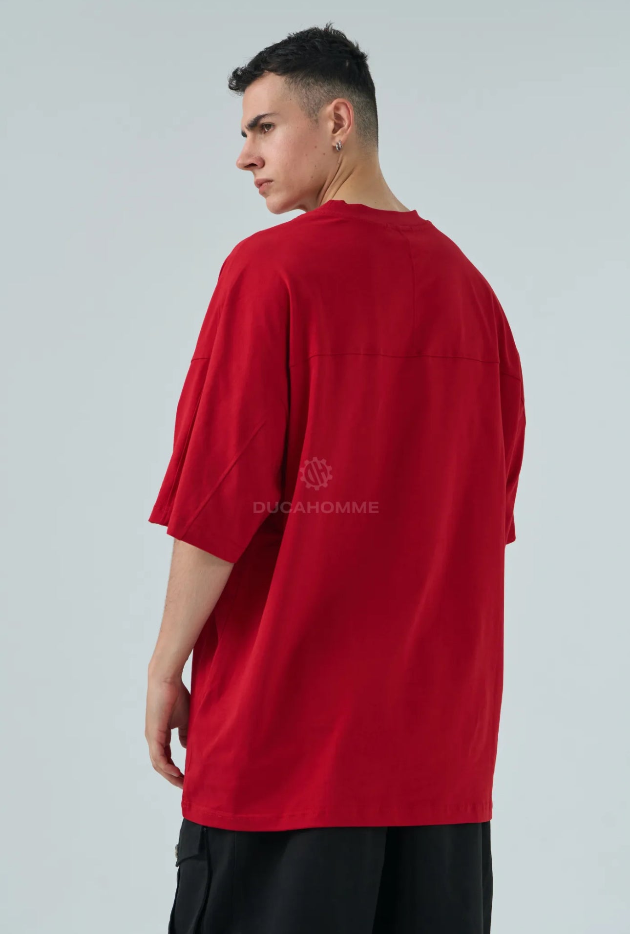 T-Shirt Larga Stile Long Fit Rossa per Uomo - Duca Homme