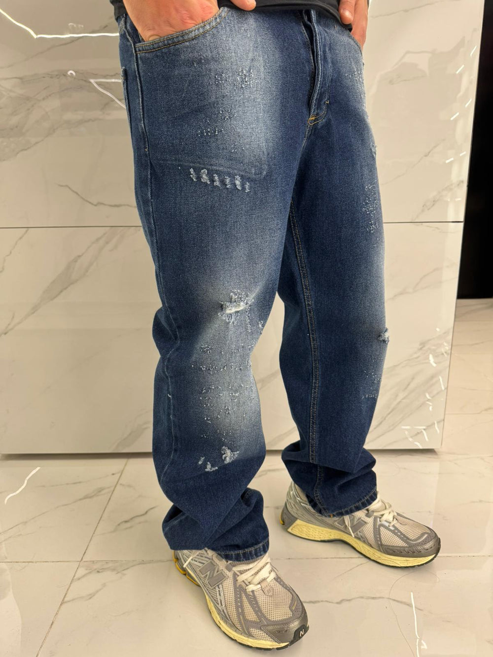 Jeans Baggy Uomo Duca Homme | Denim Scuro Loose Fit | Gamba Larga