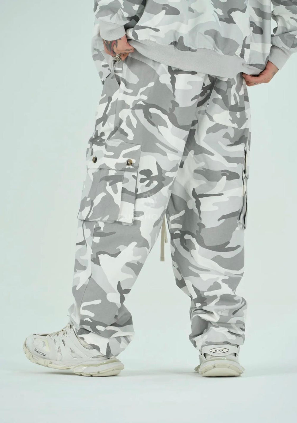 Pantalone Cargo Camo-Duca Homme (grigio)