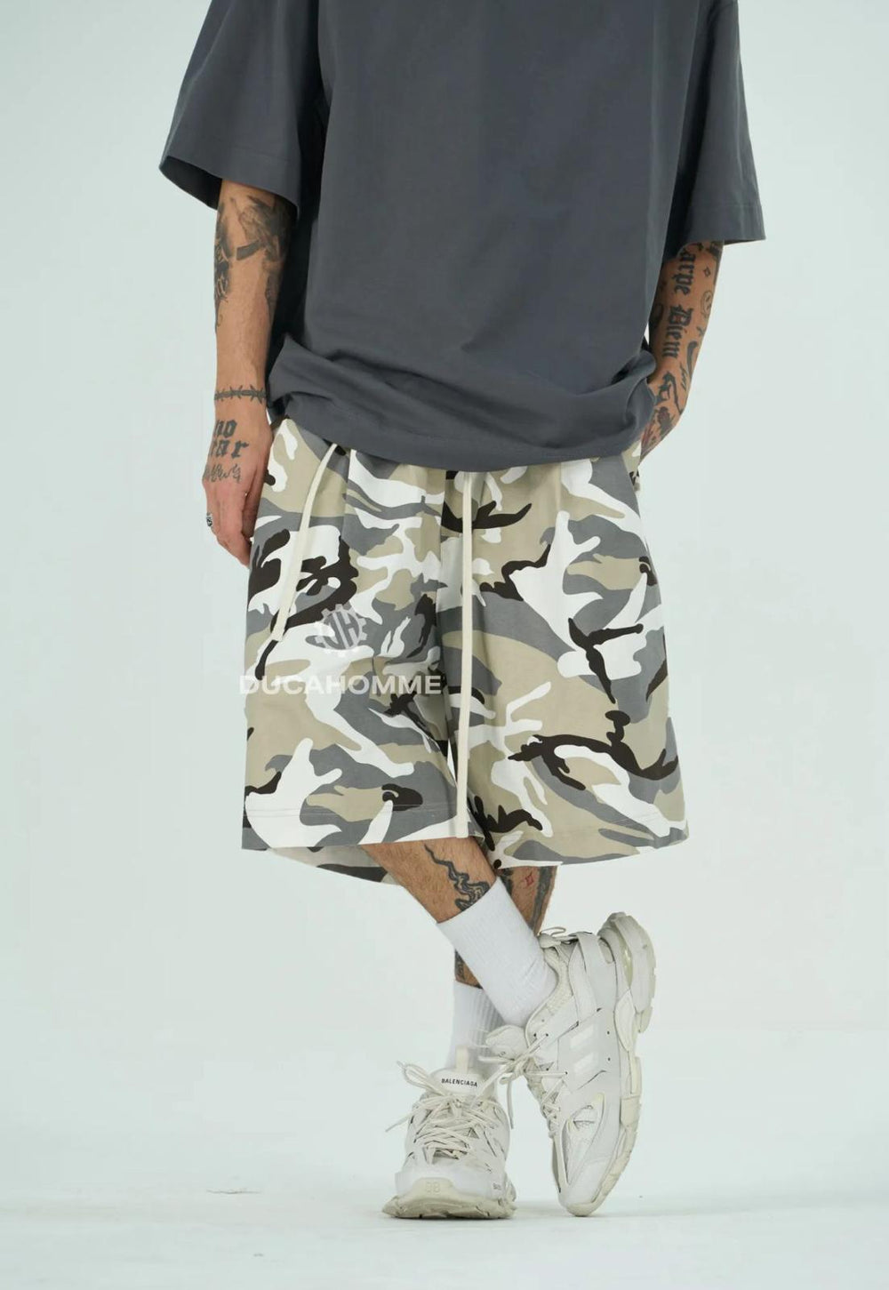 Bermuda Camo Oversize Uomo | Duca Homme (beige)