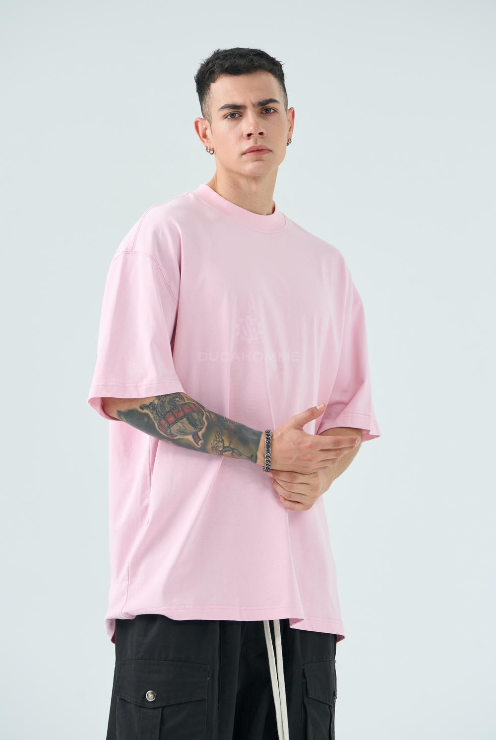 T Shirt Loose Fit Uomo Duca Homme Rosa