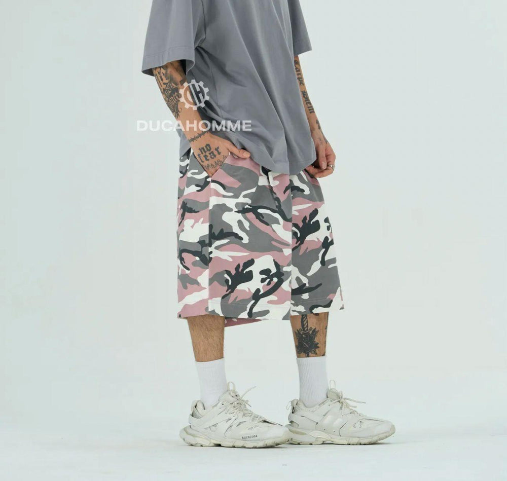 Bermuda Camo Oversize Uomo | Duca Homme (rosa)