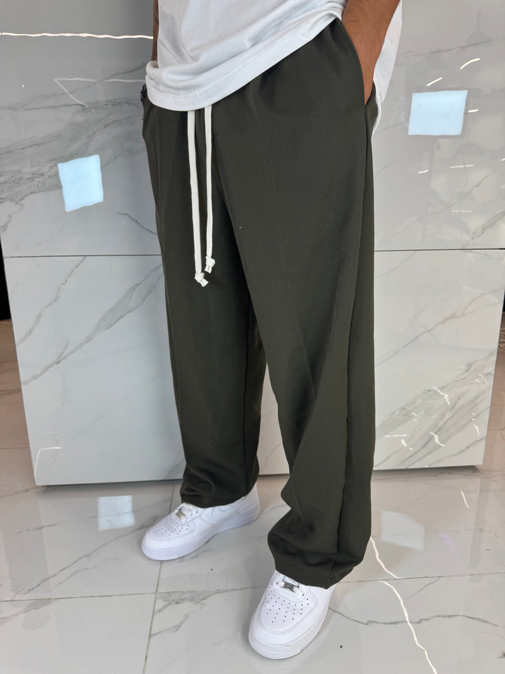 Pantalone Verde Militare Fondo Largo - Streetwear Premium Duca Homme