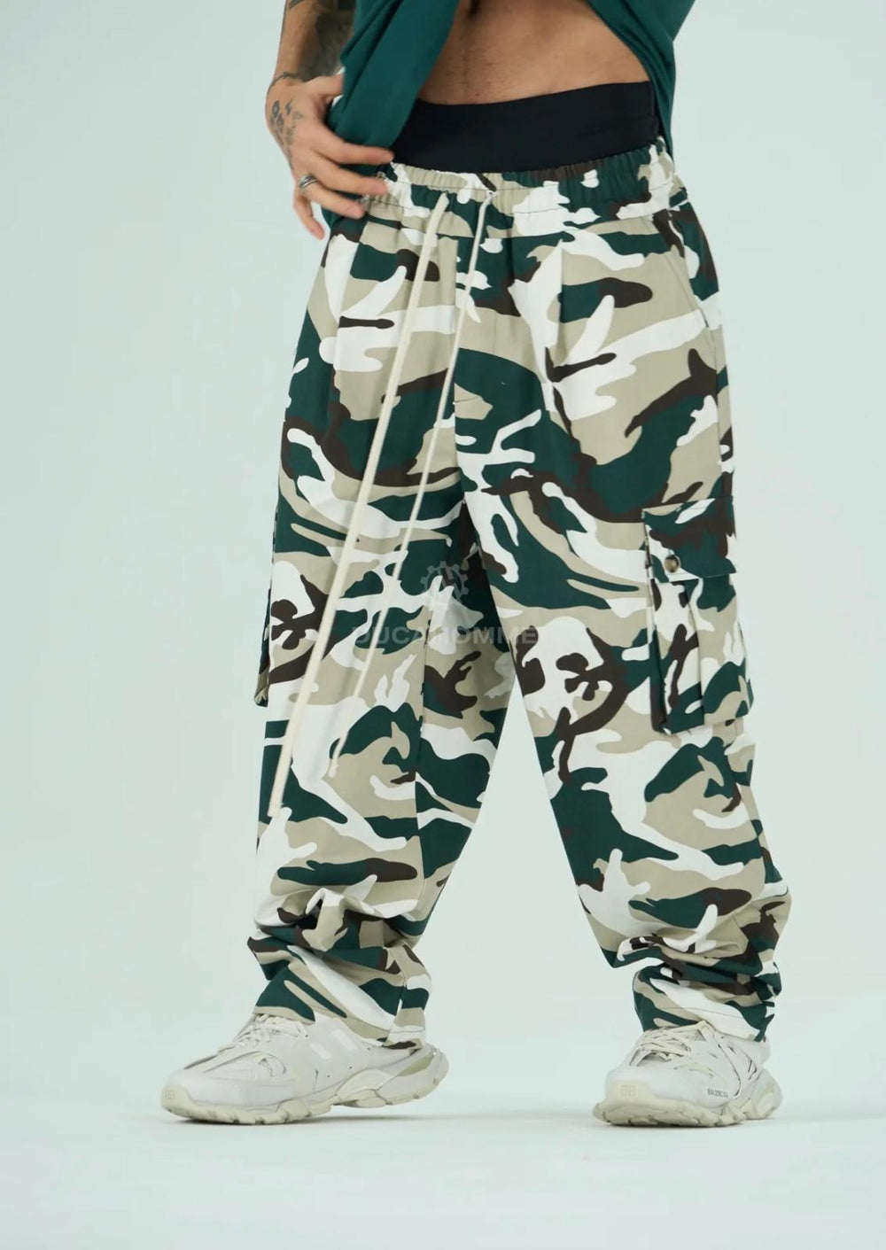 Pantalone Cargo Camo-Duca Homme (verde)