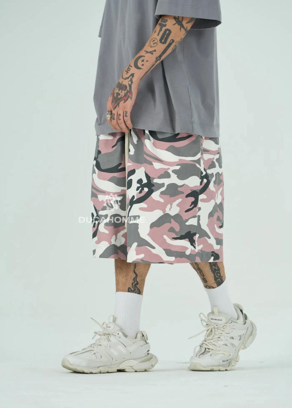 Bermuda Camo Oversize Uomo | Duca Homme (rosa)