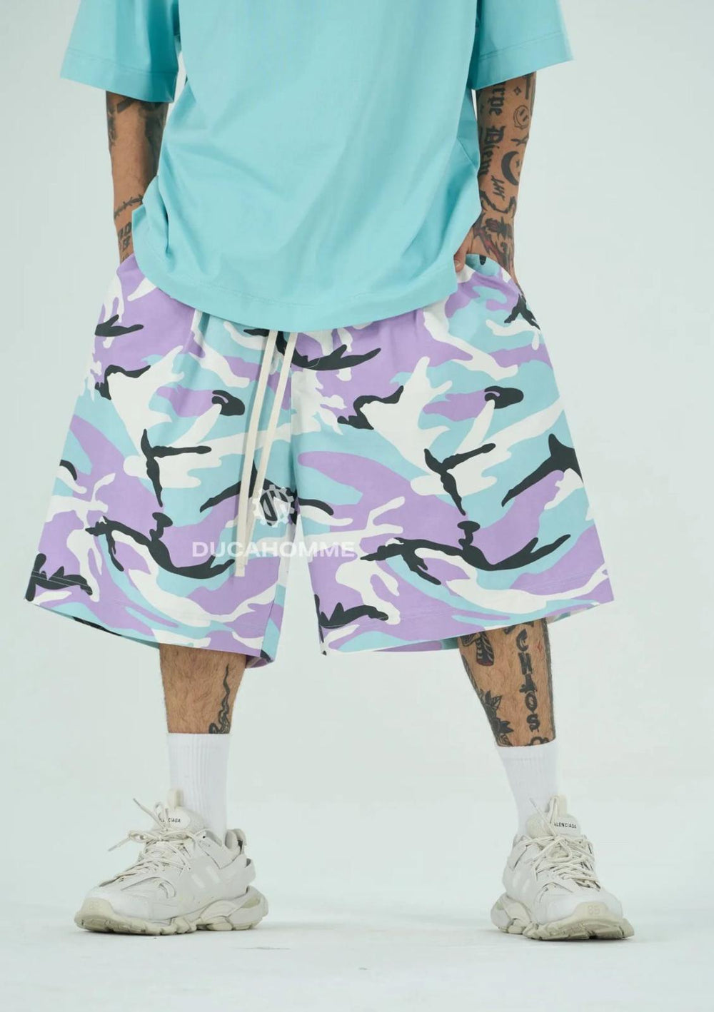 Bermuda Camo Oversize Uomo | Duca Homme (celeste)