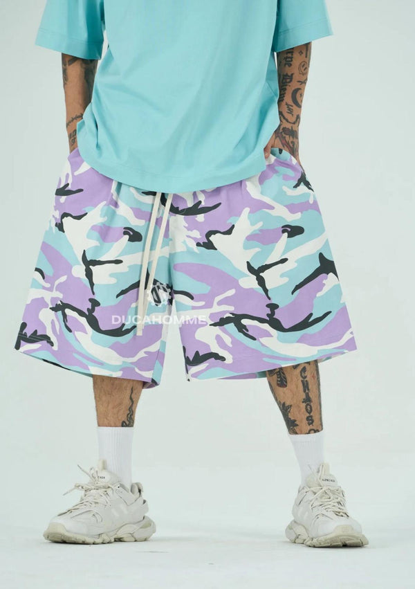 Bermuda Camo Oversize Uomo | Duca Homme (celeste)