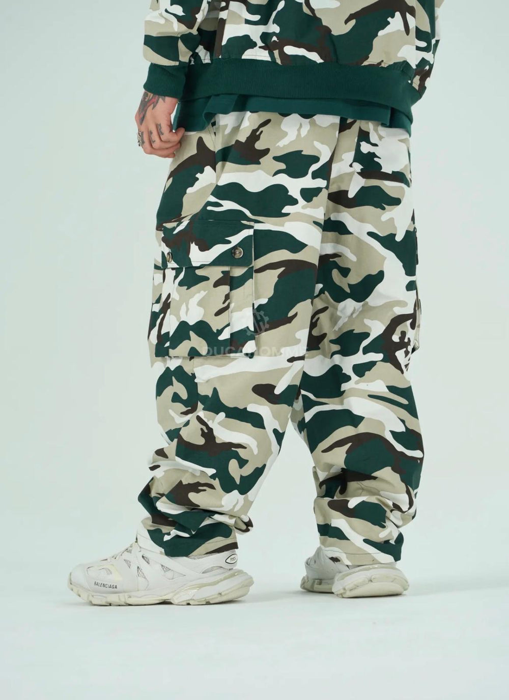 Pantalone Cargo Camo-Duca Homme (verde)