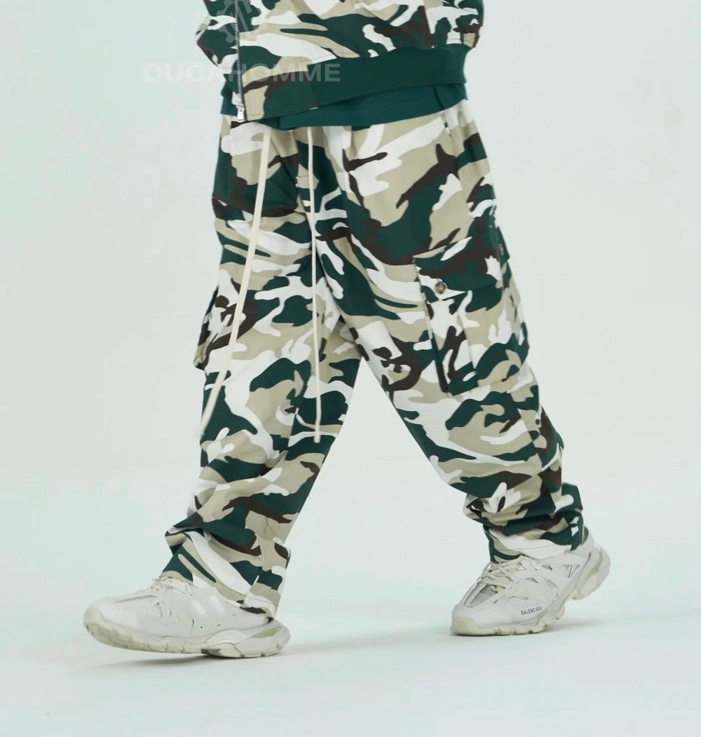 Pantalone Cargo Camo-Duca Homme (verde)