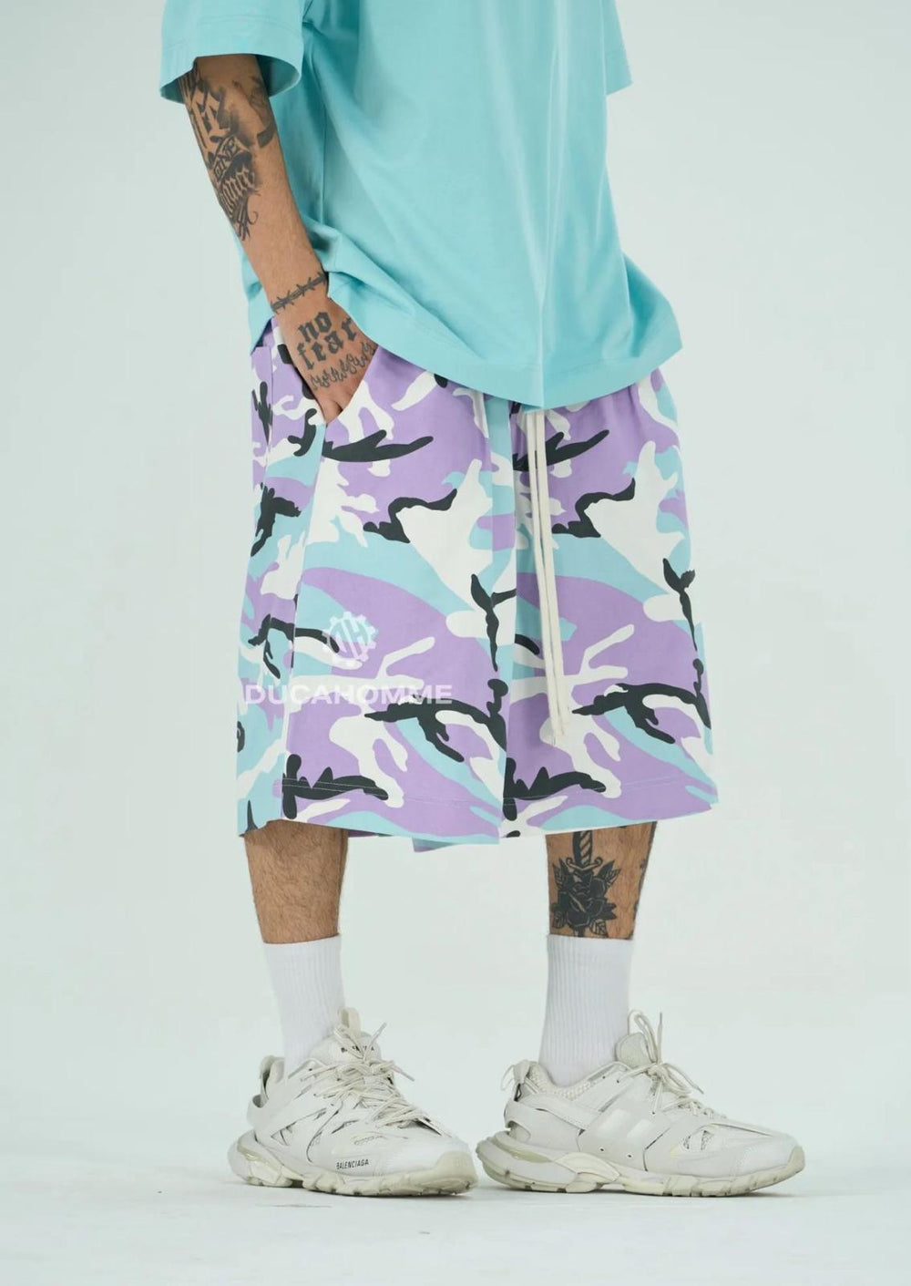 Bermuda Camo Oversize Uomo | Duca Homme (celeste)