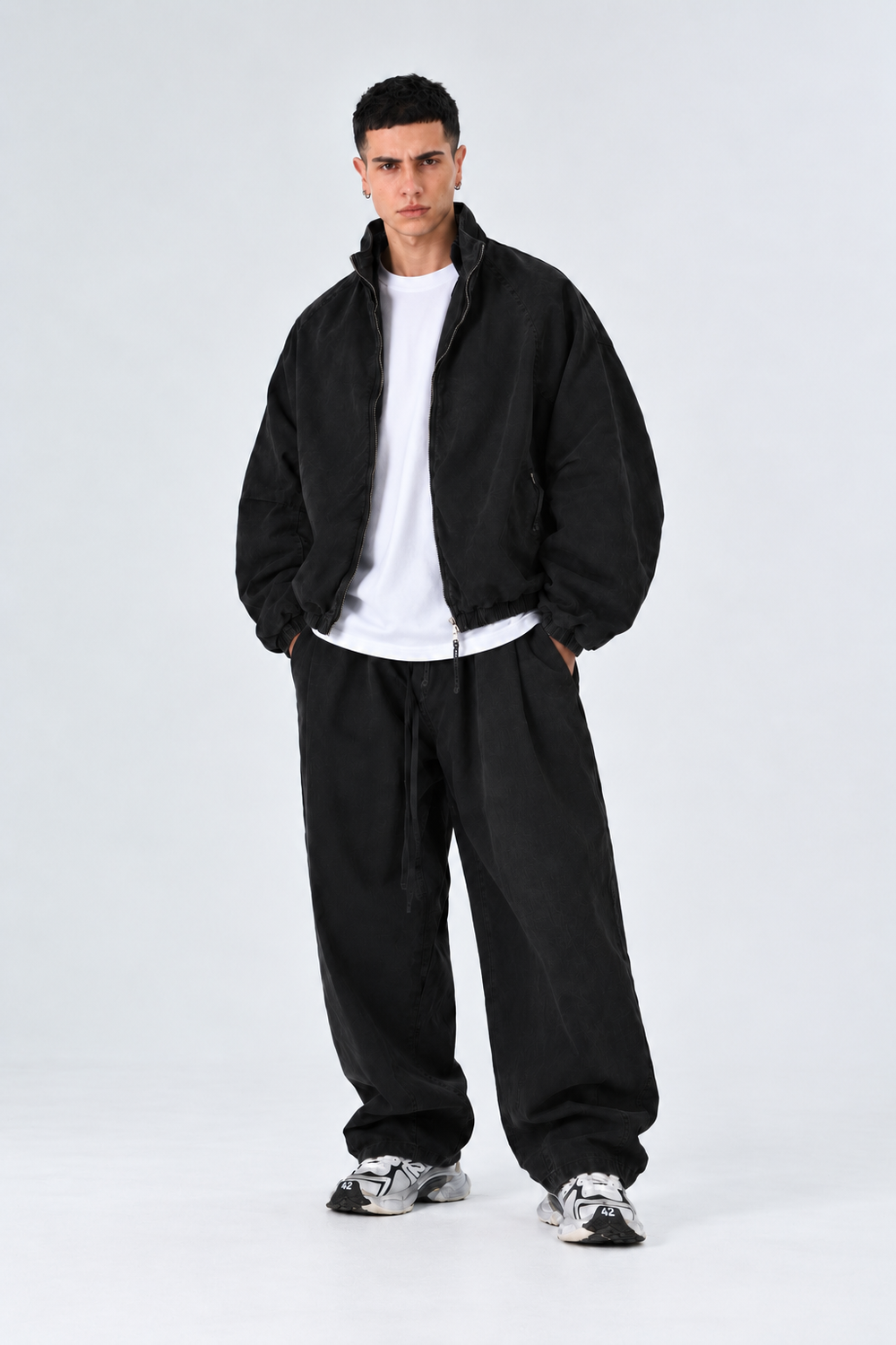 Completo Giacca zip Denim Oversize | Duca Homme (nero)