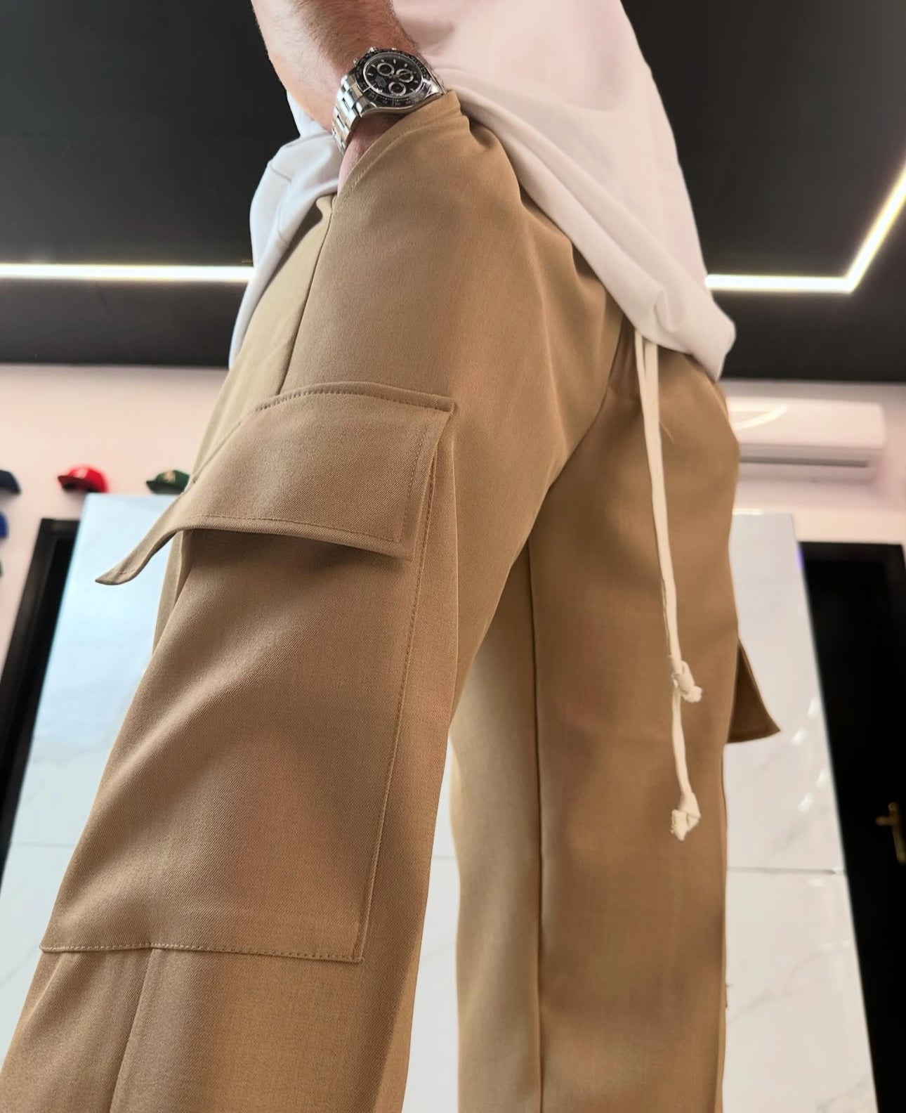 pantaloni eleganti baggy fit uomo abbigliamento duca homme beige