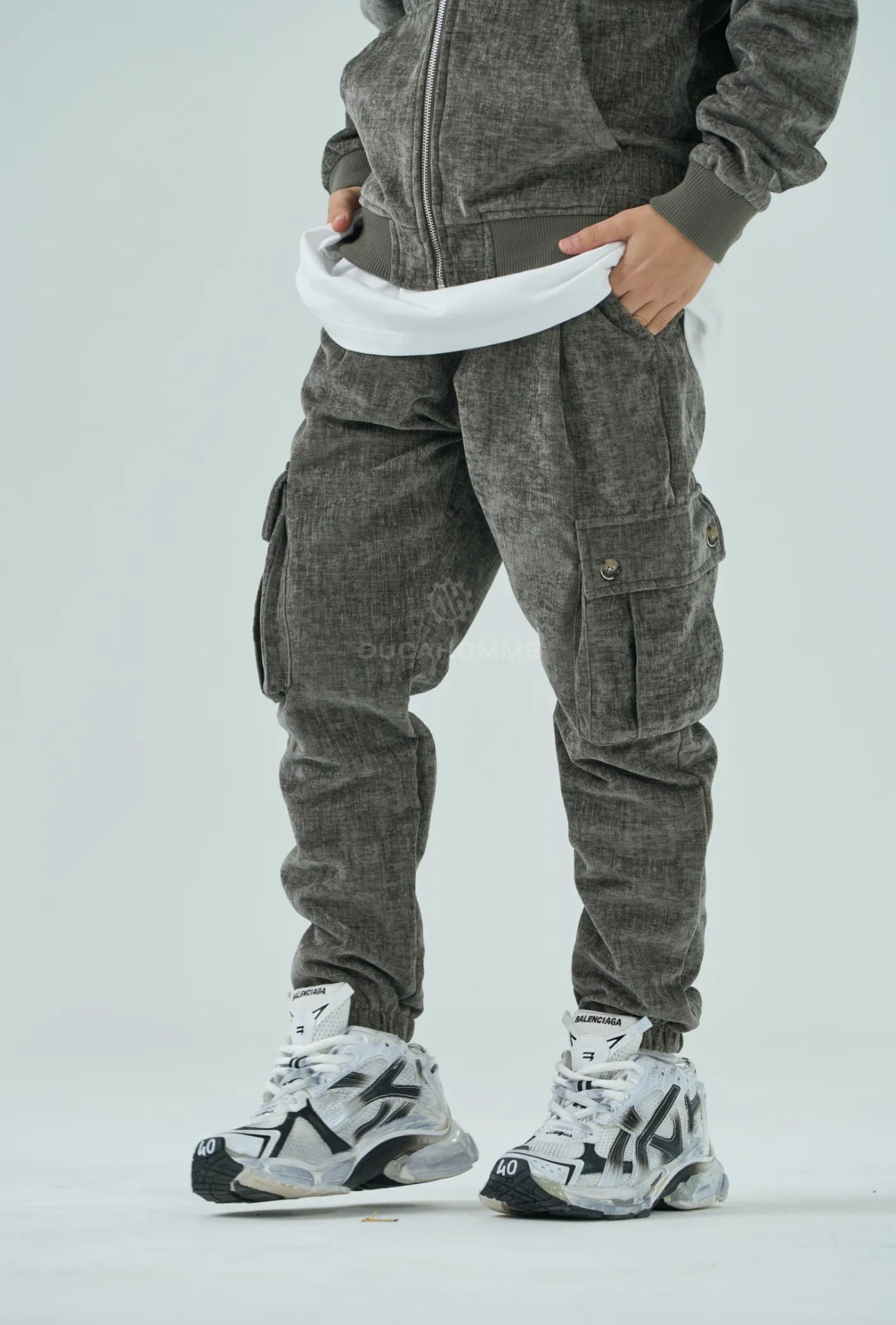 pantaloni con tascone in velluto da bambino abbigliamento duca homme status roma online