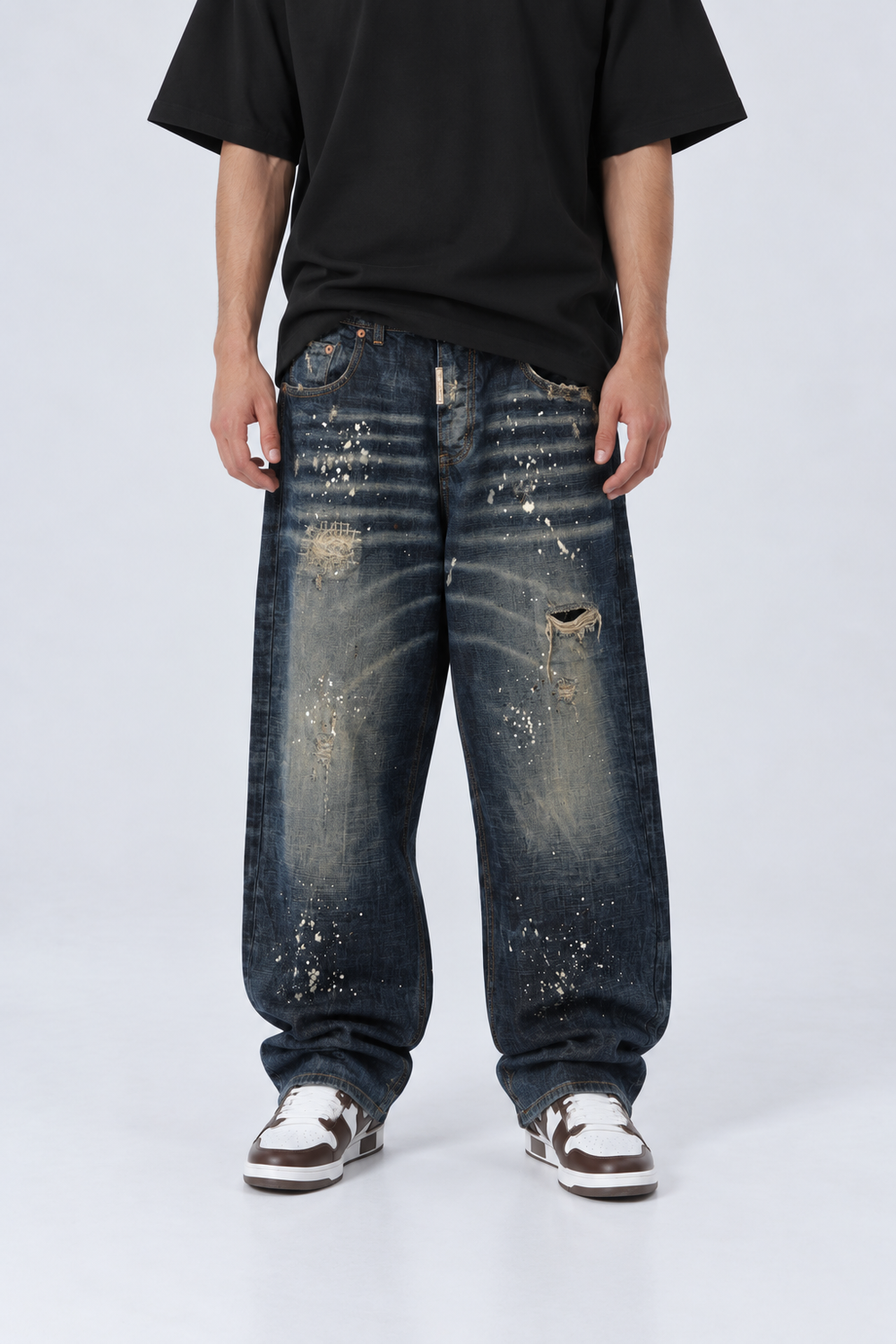 Jeans Baggy Schizzi Vernice | Duca Homme