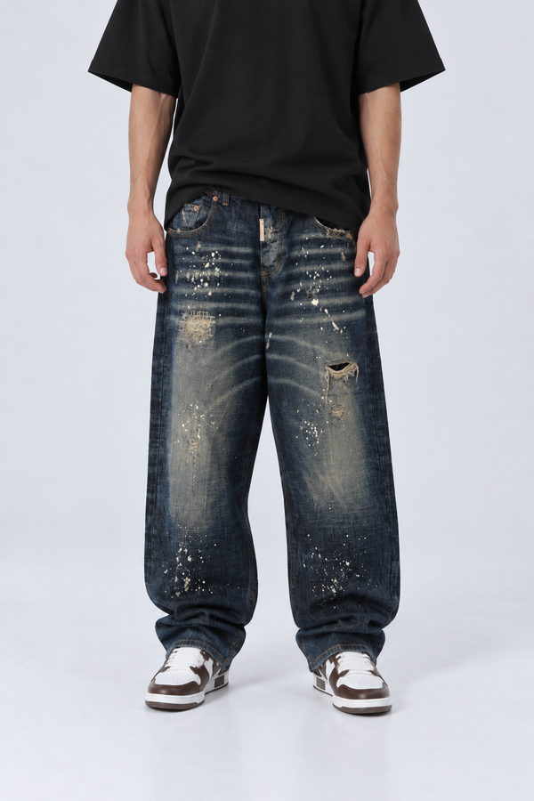 Jeans Baggy Schizzi Vernice | Duca Homme