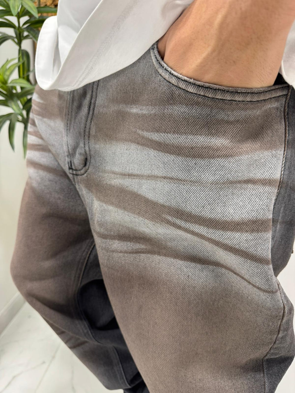 Jeans Baggy Uomo Duca Homme | Denim Grigio Loose Fit | Gamba Larga