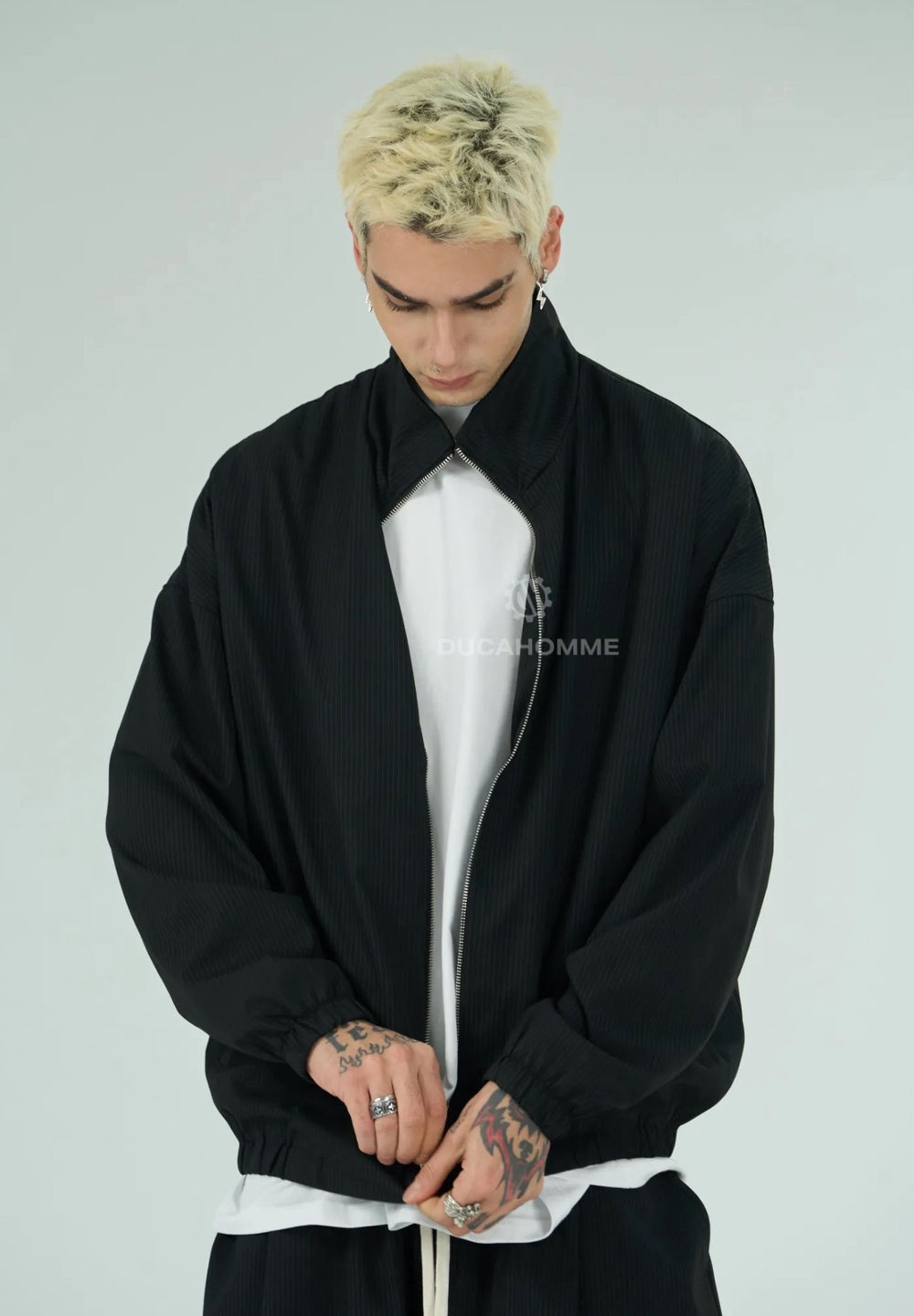 Completo Tuta Nera Baggy Duca Homme | Felpa Pantalone Streetwear