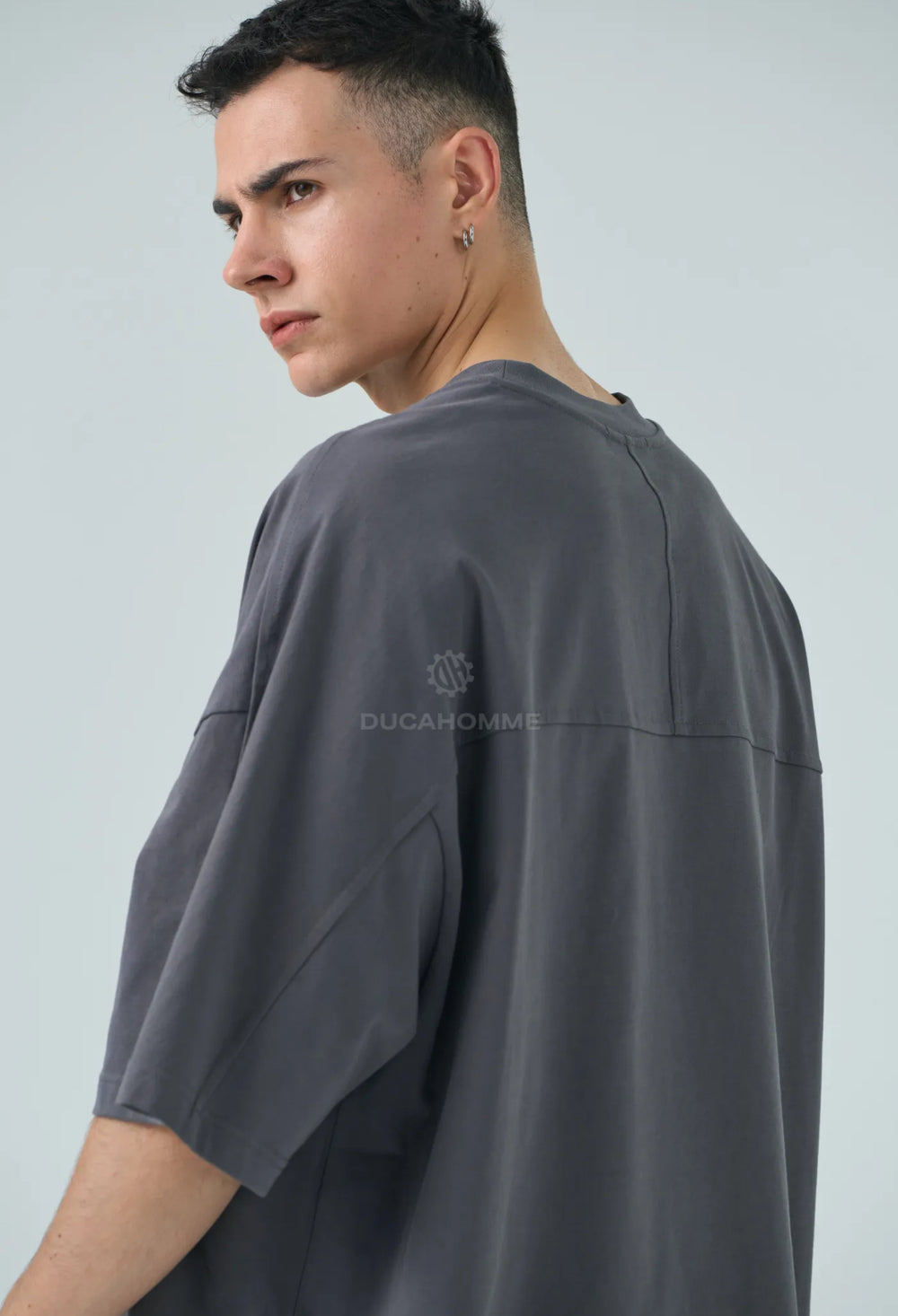 T Shirt Oversize Long Fit Uomo Duca Homme Grigio Scuro