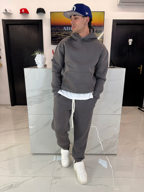 Felpa Cropped Uomo Grigio Piombo (Oversize) - Duca Homme