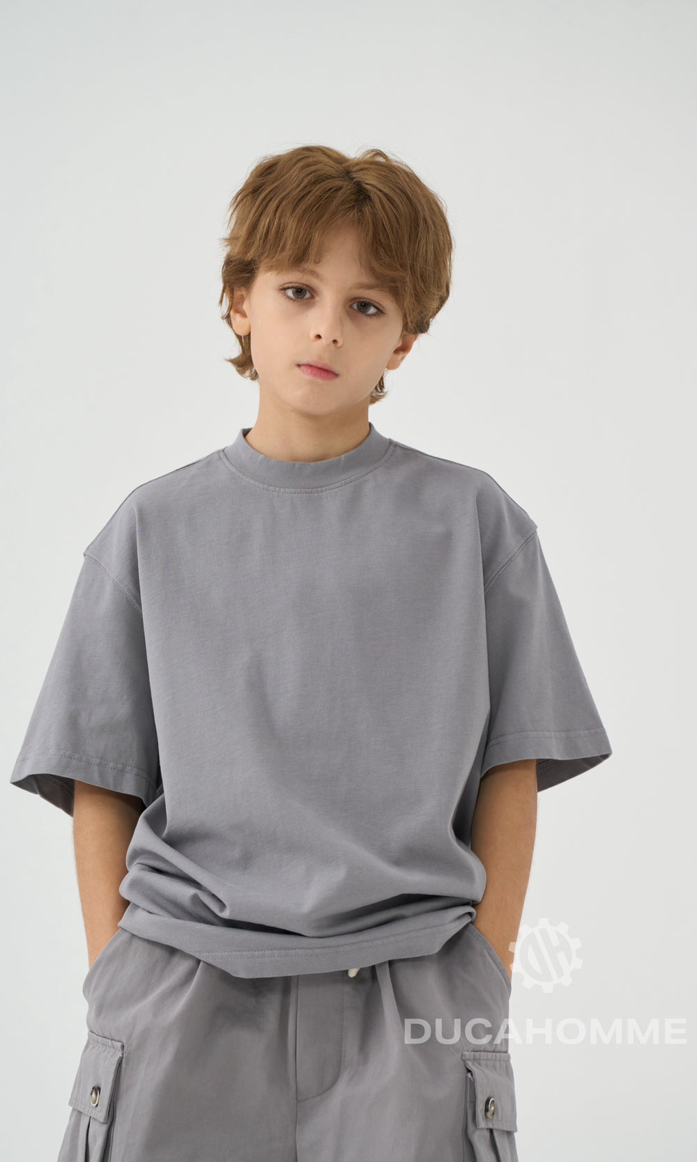 T Shirt Bambino Oversize Duca Homme Grigio Campus