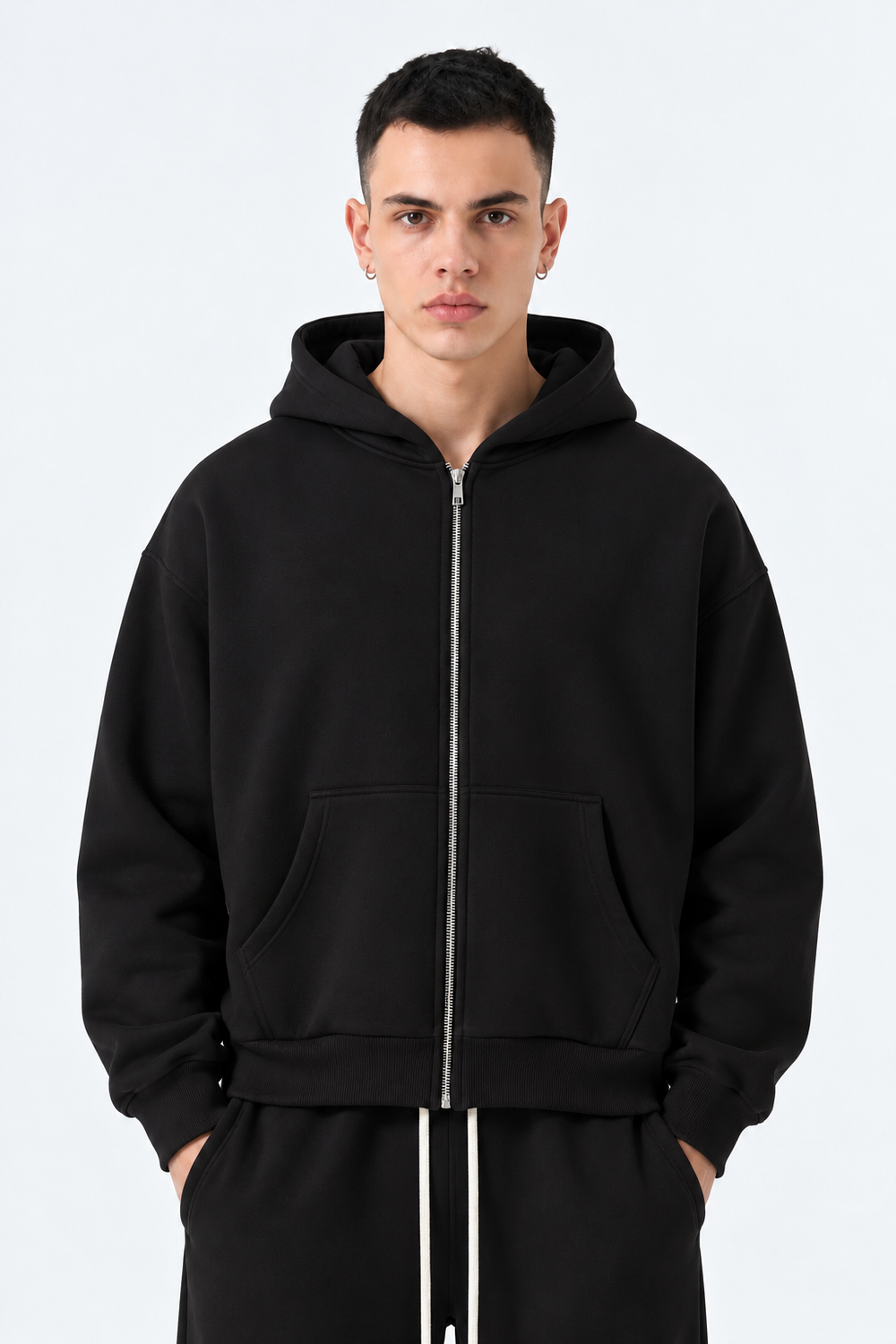 Felpa Full Zip Boxyfit | Duca Homme (nero)
