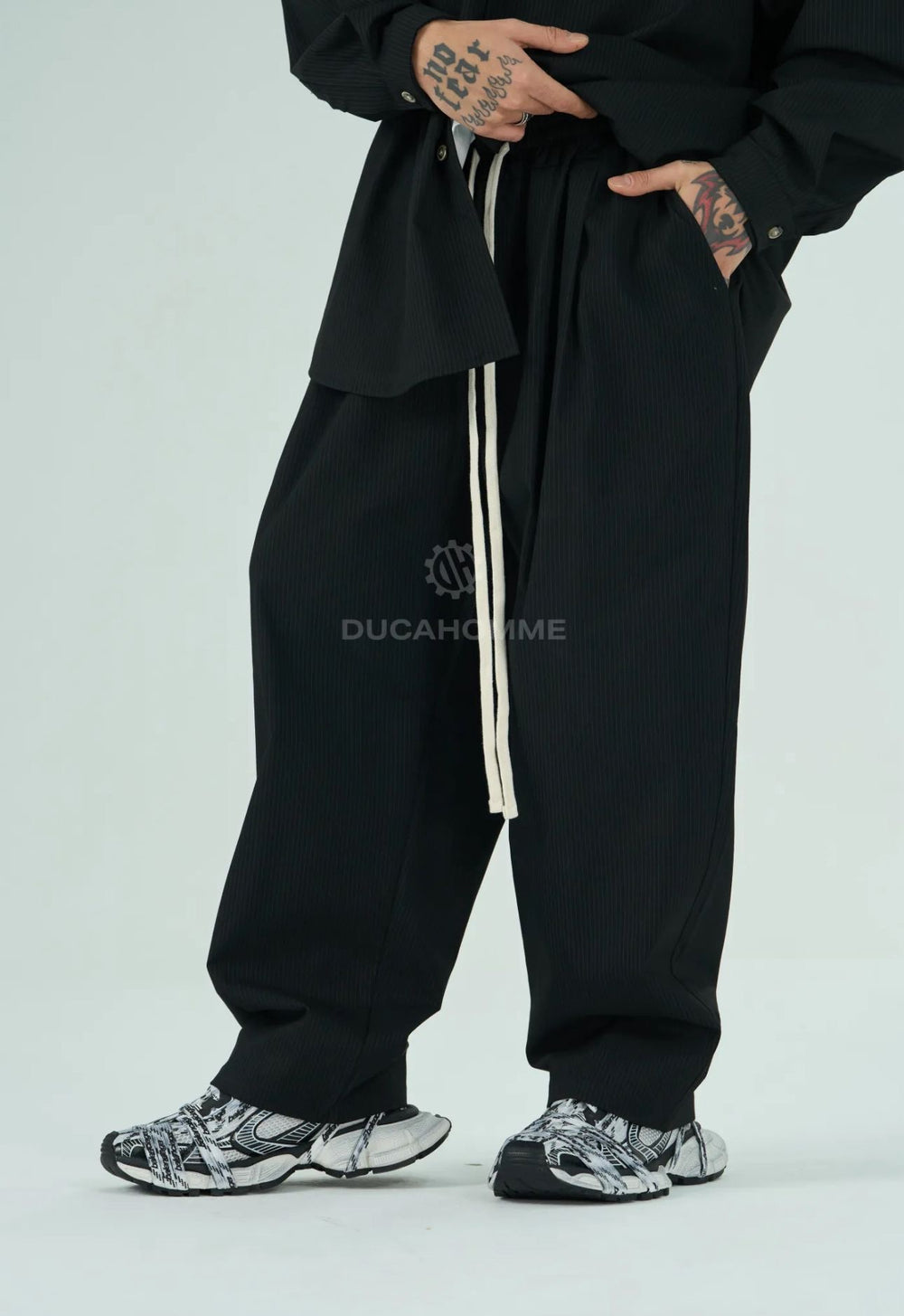 Completo Tuta Nera Baggy Duca Homme | Felpa Pantalone Streetwear