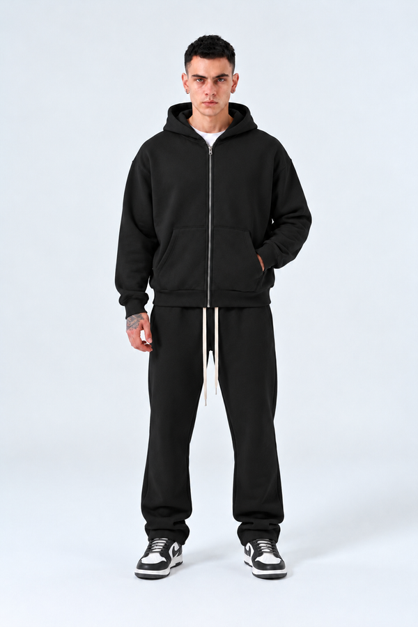 Completo Tuta Felpata Full zip | Duca Homme (nero)