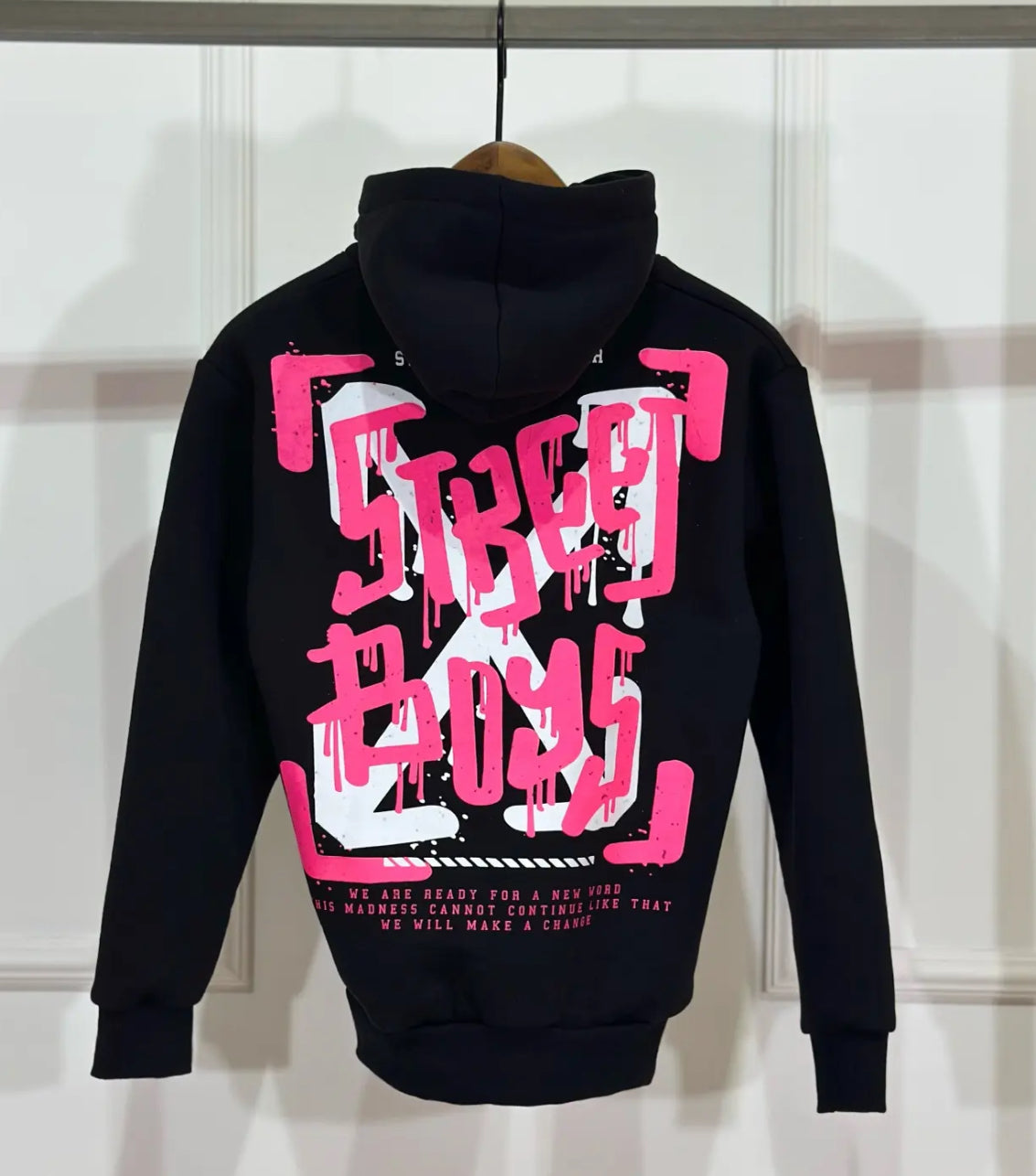 Felpa Bambino Duca Homme Nera con Stampa | Cappuccio Cotone | Fit Comodo