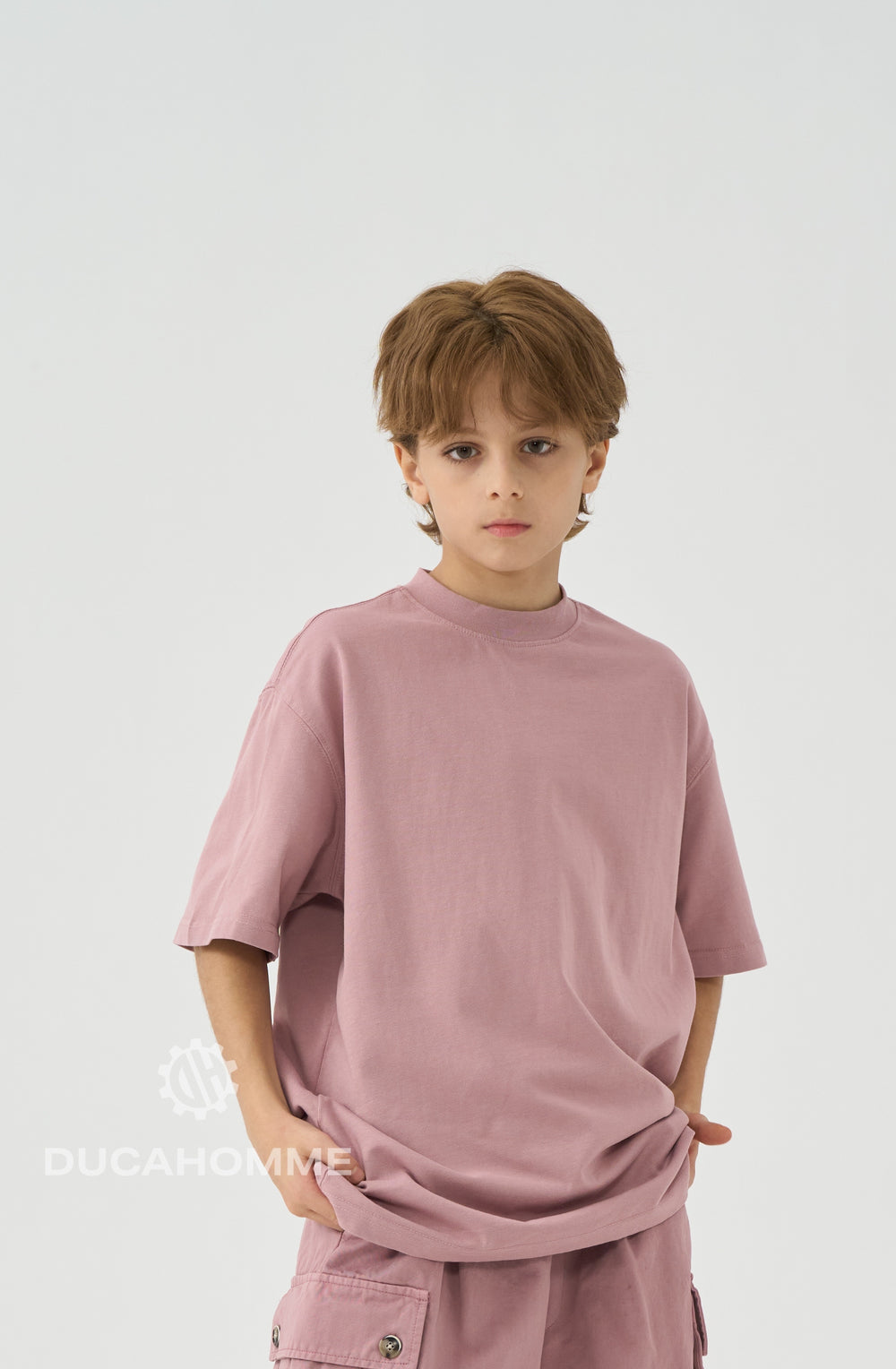 T Shirt Bambino Oversize Duca Homme Rosa Cipria