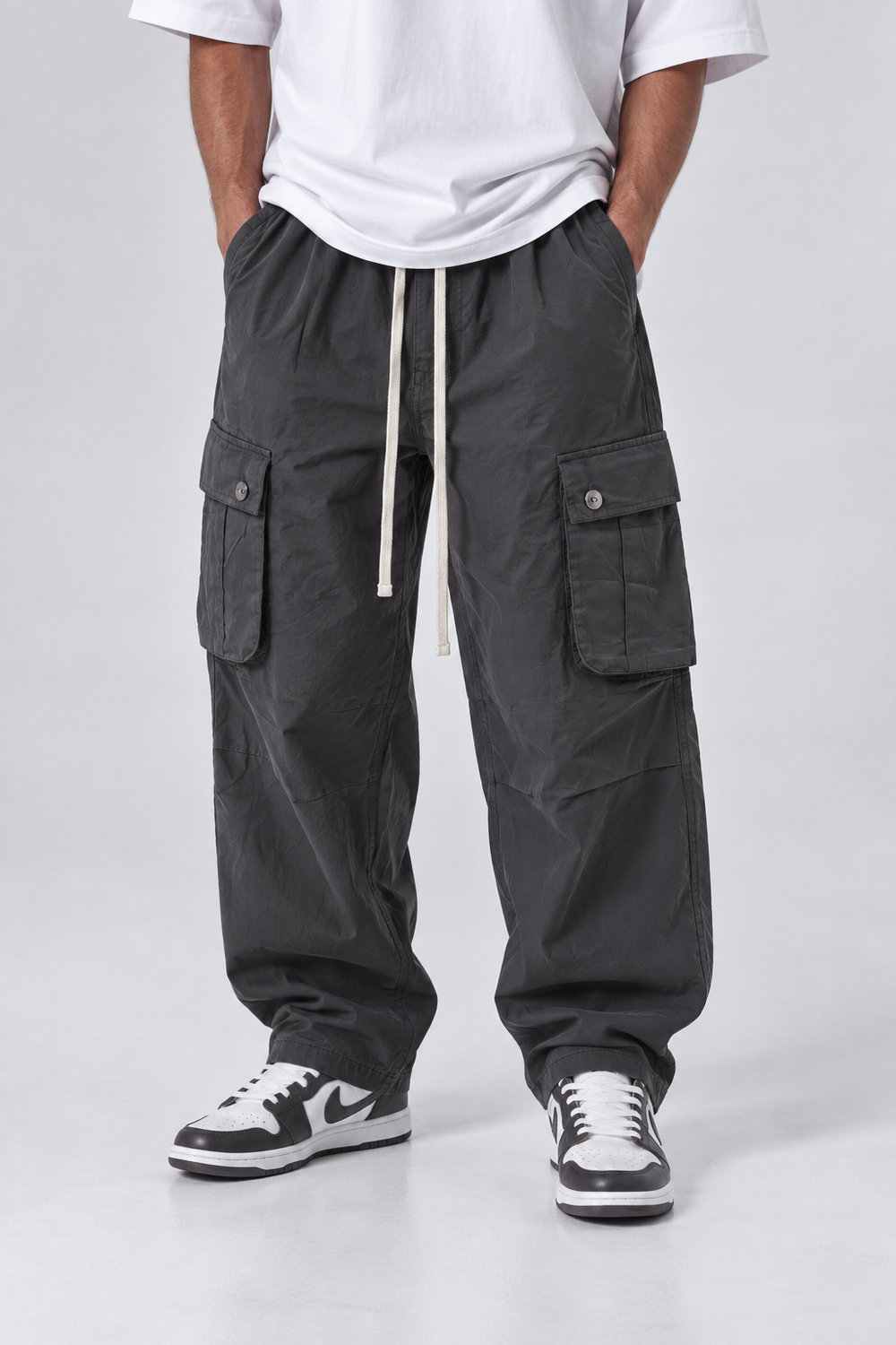 Pantalone Baggy Cargo | Duca Homme (grigio piombo)