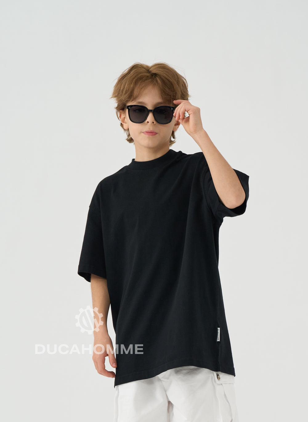 T Shirt Bambino Oversize Duca Homme Nero