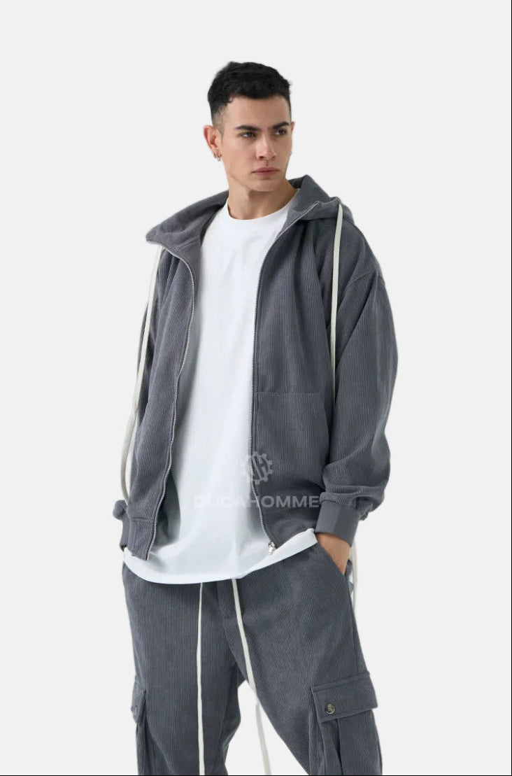 Pantaloni Cargo in Velluto a Righe Duca Homme Uomo | Fondo Elasticizzato