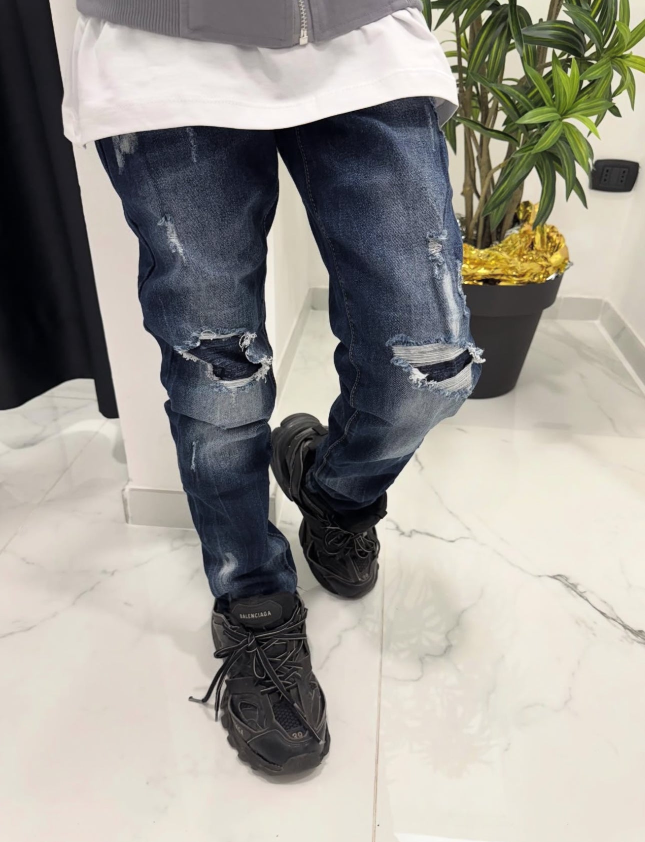 Jeans Bambino Duca Homme Blu Strappato | Denim Skinny Fit | Strappi Dettaglio