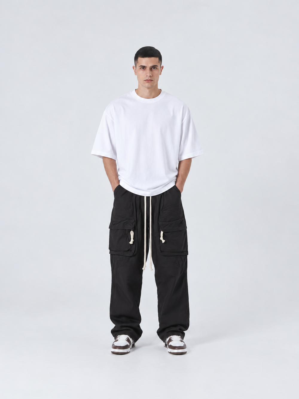 Pantalone Baggy Cargo Frontali | Duca Homme (nero)