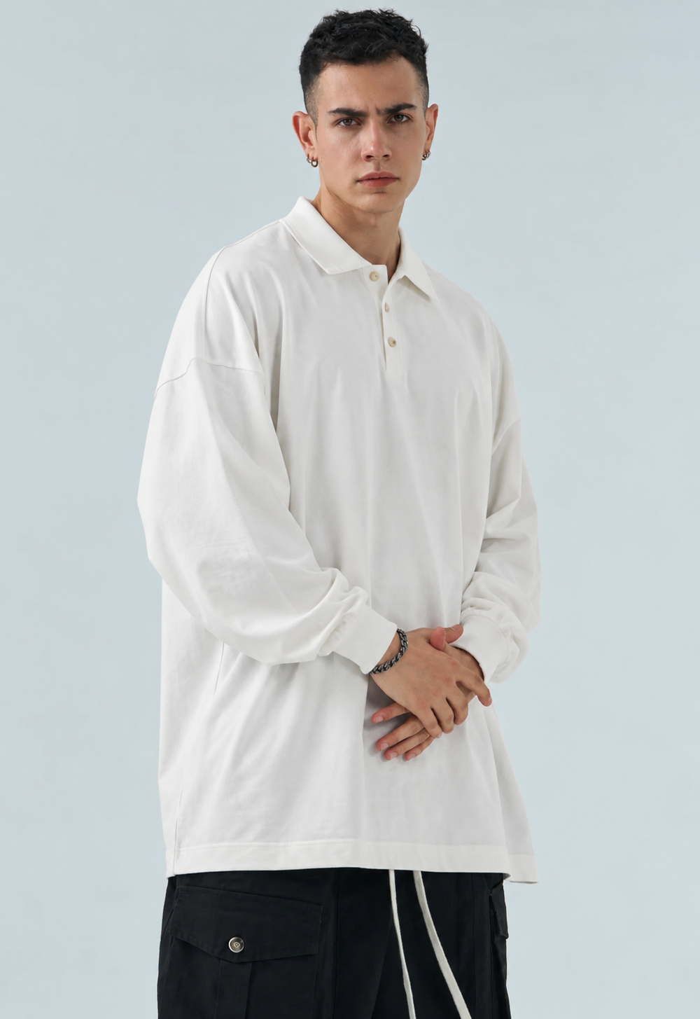 Polo Long Sleeve Oversize-Duca Homme (bianco)