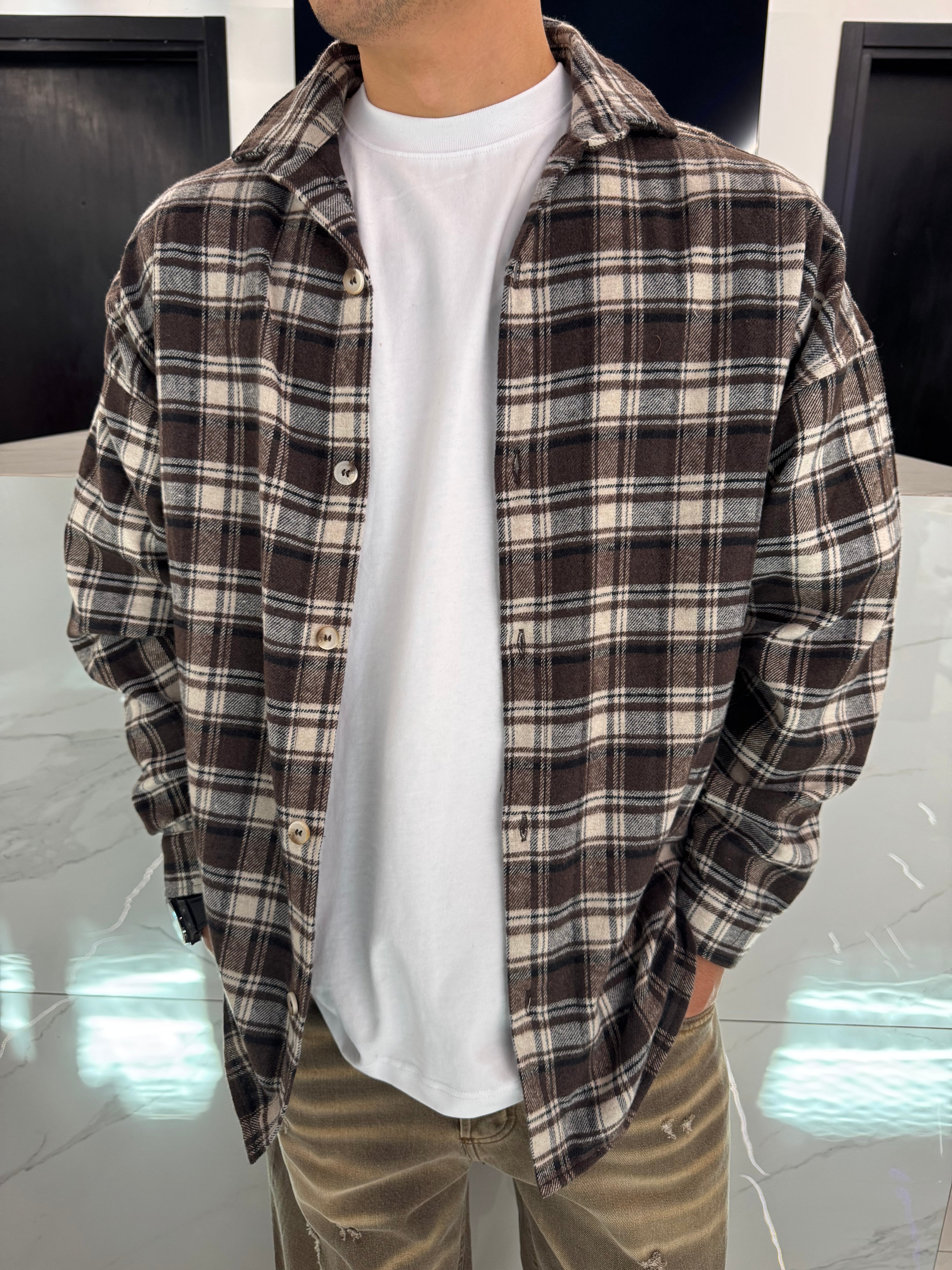 camicia a quadri da uomo e ragazzo abbigliamento duca homme marrone