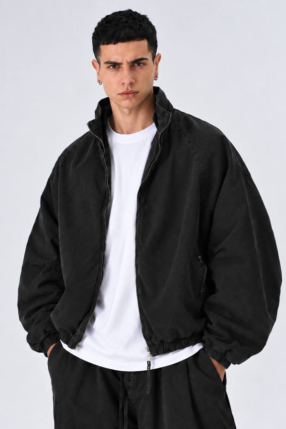 Completo Giacca zip Denim Oversize | Duca Homme (nero)