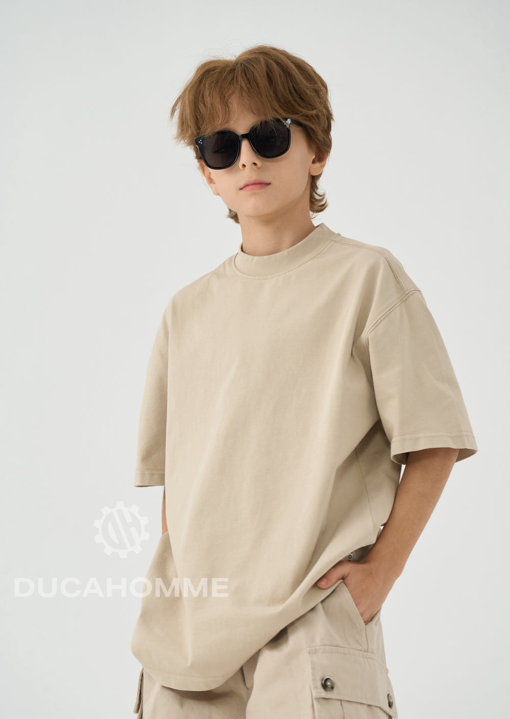 T Shirt Bambino Oversize Duca Homme Beige