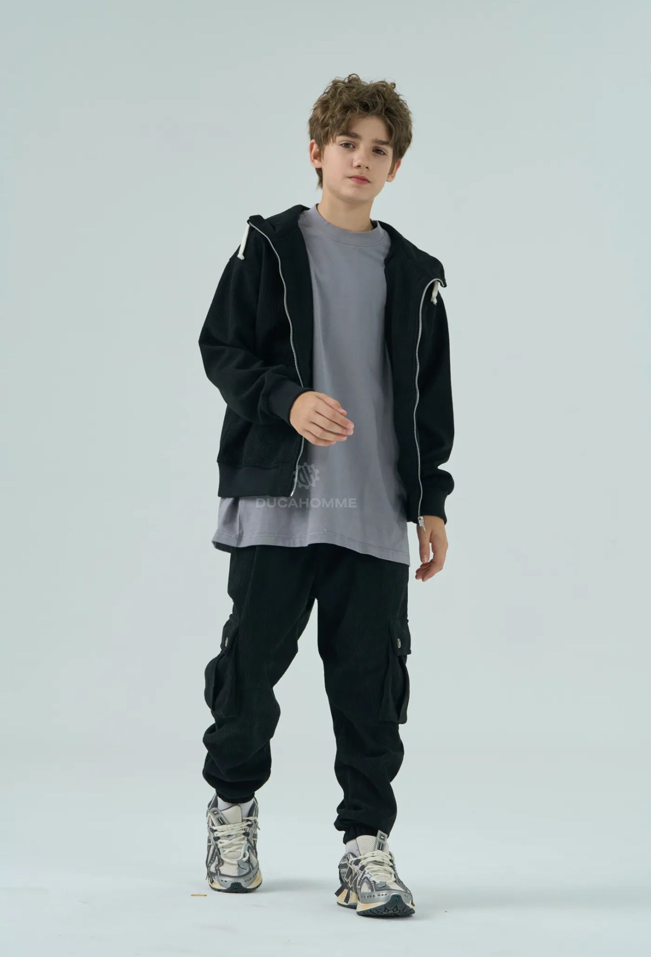 Felpa Costine Nera Bambino Duca Homme | Girocollo Streetwear Kids