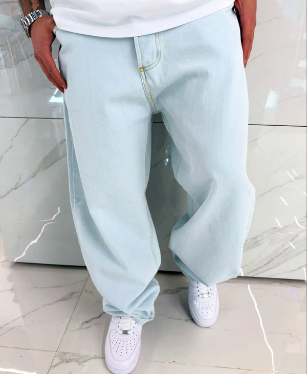 Jeans Baggy Uomo Duca Homme | Denim Beige Loose Fit | Gamba Larga
