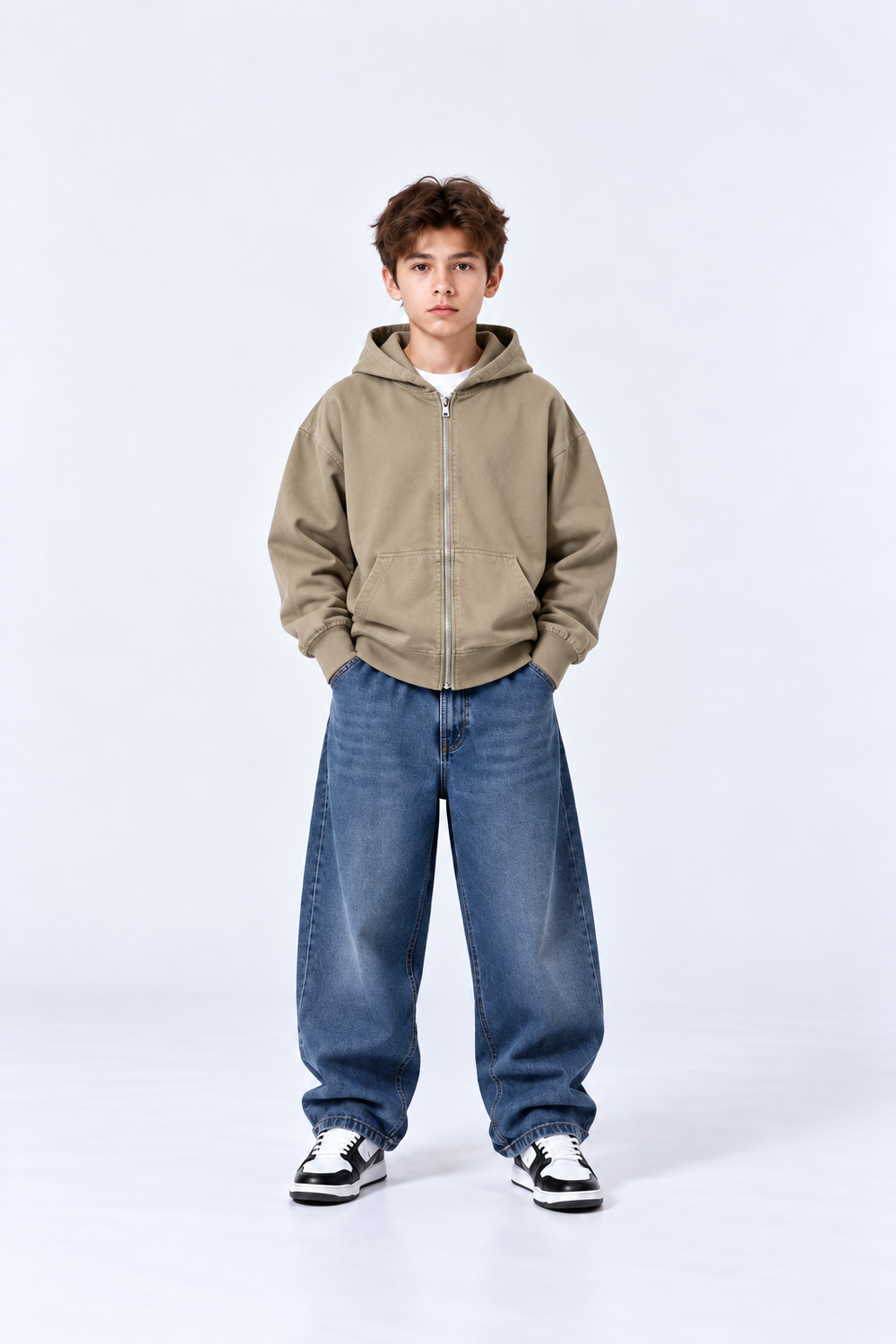 Giacca Denim Zip | Duca Homme (beige)