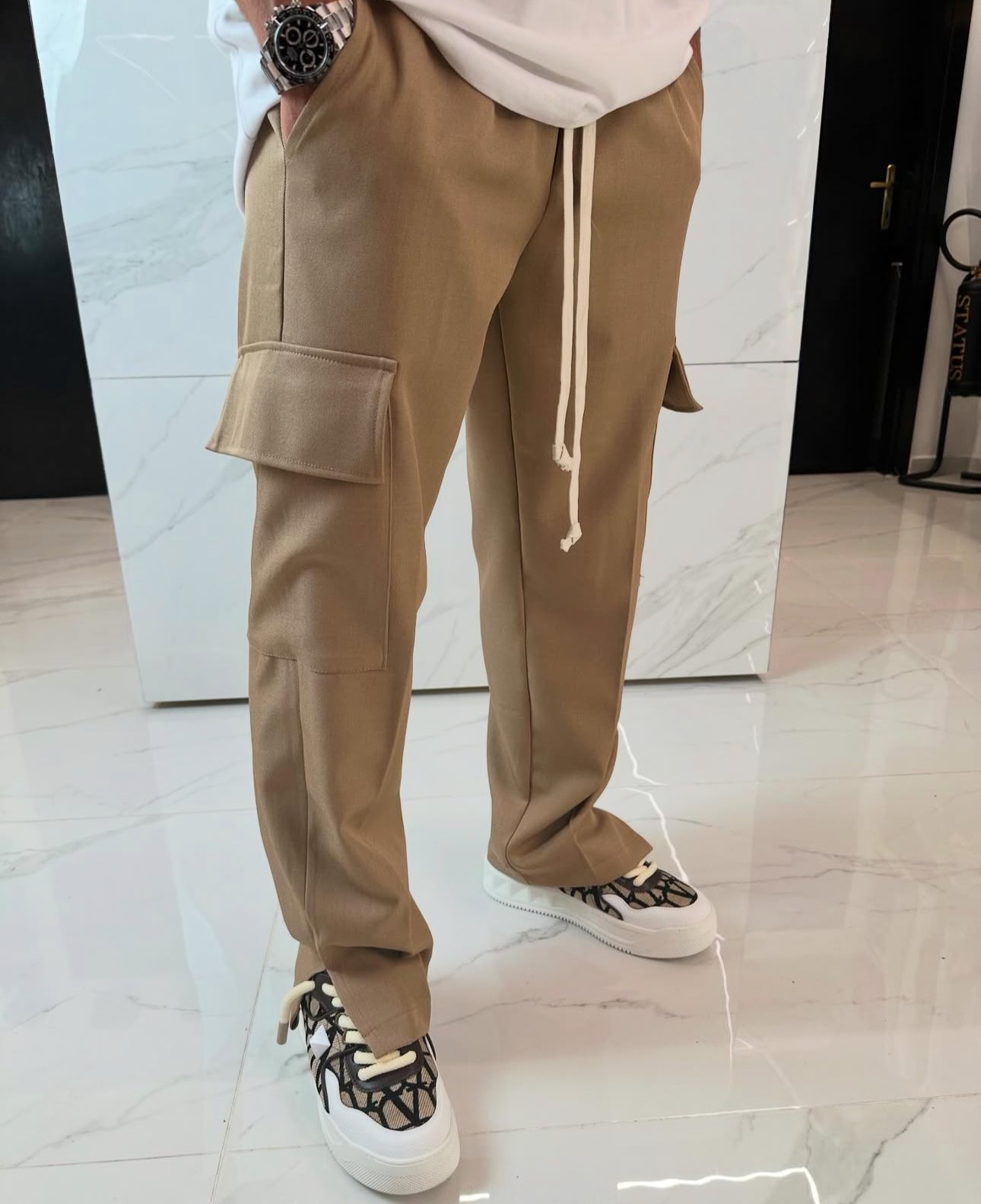 pantaloni eleganti baggy uomo abbigliamento duca homme monocolore chiaro