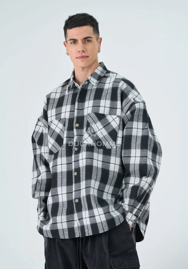 Camicia Quadri Oversize | Duca Homme (nero)