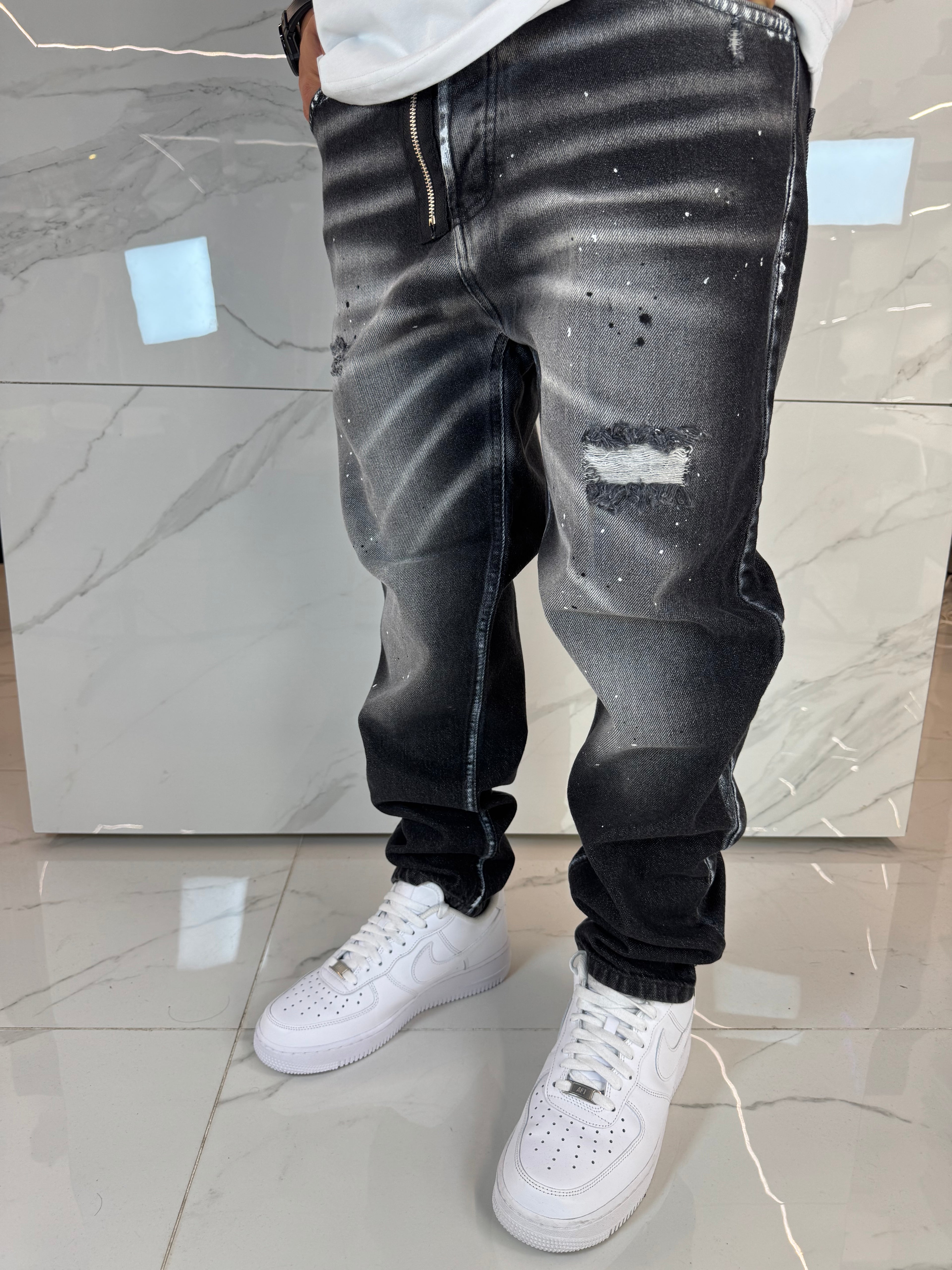Jeans Skater con Strappi e Lavaggio Uomo - Duca Homme